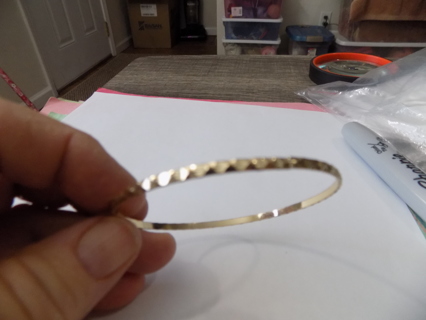 Bracelet goldtone thin bangle textured dents all around