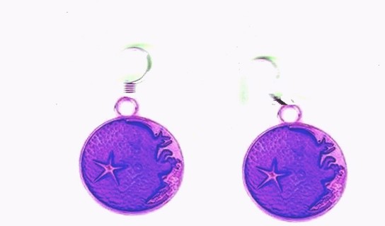 GP Purple Enamel Angry Moon and Star Earrings (PLEASE READ DESCRIPTION