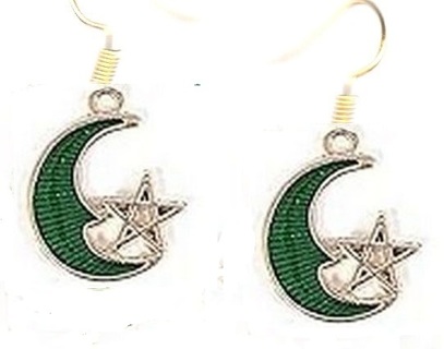 GP ENAMELGREEN MOON AND STAR EARRNGS (PLEASE READ DESCRIPTION