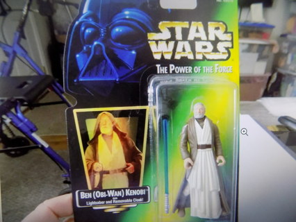 Vintage yet NIP Mint, Sealed Star Wars Power of the Force Ben OBI Wan Kenobi with cloak & light sabe