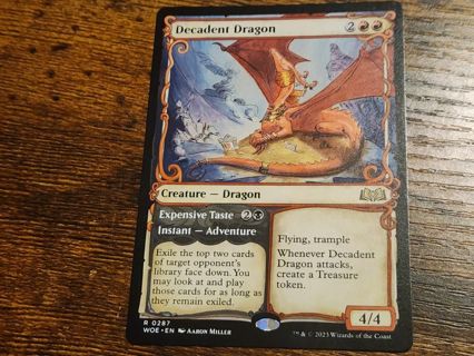 Magic the gathering mtg Decadent Dragon rare card Wilds of Eldraine