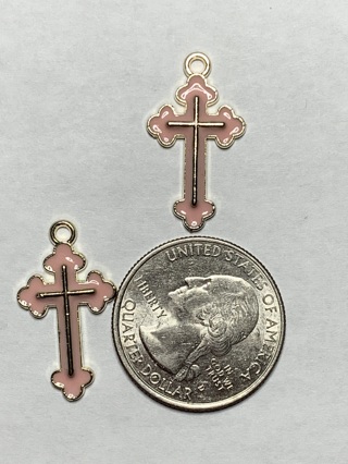 ✝COLORED CROSS CHARMS~#4~PINK~FREE SHIPPING✝