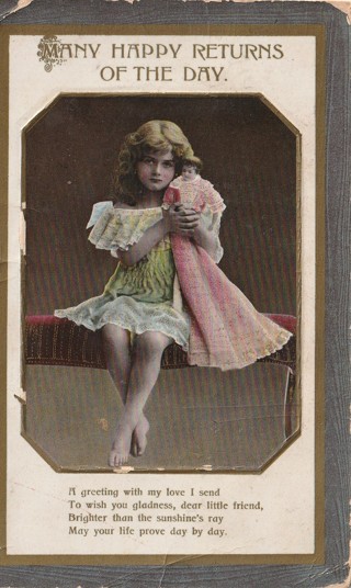 Vintage Used Postcard: Pre Linen, Many Happy Returns of the Day