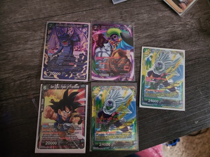 Set of 5 holo Dragonball Z TCG cards 