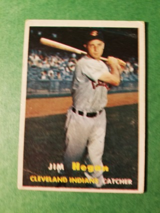 1957 - TOPPS EXMT - NRMT BASEBALL - CARD NO. 136 - JIM HEGAN - INDIANS