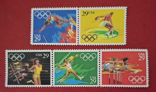 Five Mint .29 Olympic US Postage Stamps