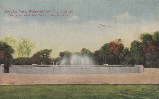 Vintage Used Postcard: (n): 1913 Douglas Park Water Fountain, Chicago, IL