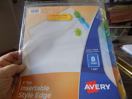 NIP 8 inch tall insertable style edge divider tabs Avery