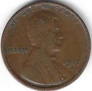 Estate Find 1917-S Lincoln Wheat Penny U.S. One Cent Coin