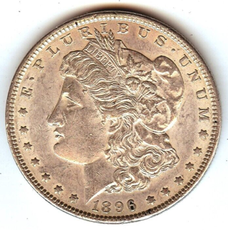  Genuine 1896-P Morgan Silver Dollar AU/BU High Grade