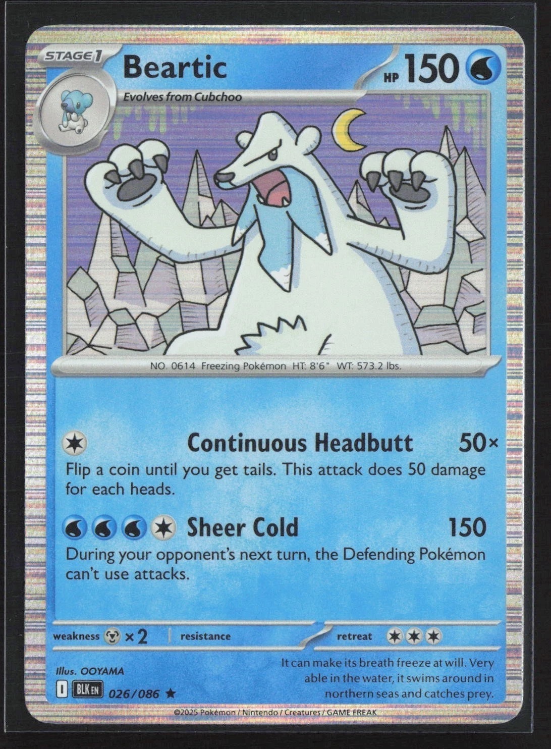 Free: Pokemon TCG Black Bolt 026/086 - Beartic - Holo Rare