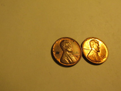 2 1958D US Wheat Pennies