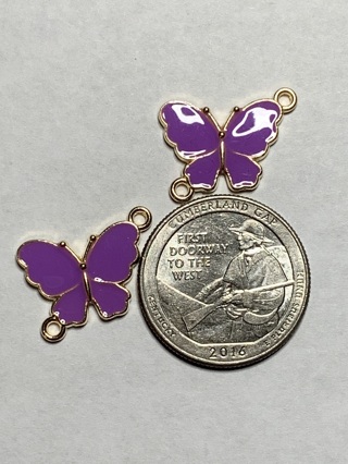 BUTTERFLY CHARMS~#2~PURPLE~SET OF 2~FREE SHIPPING!