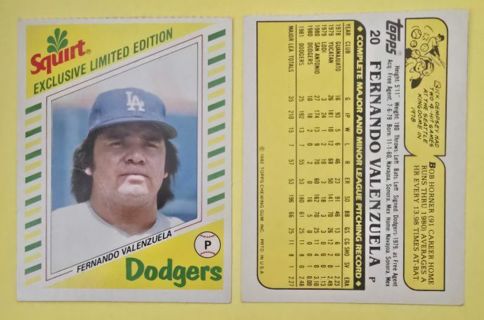 Two Topps 1982 Squirt Fernando Valenzuela Baseball Cards