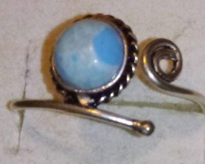 Adjustable Ring With Blue Stone