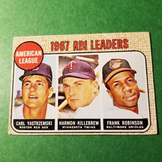 1968 - TOPPS EXMT - NRMT BASEBALL - CARD NO. 4 - 1967 RBI LEADERS - YASTRZEMSKI, KILLEBREW, ROBINSON