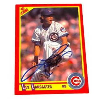 Autographed 1990 Score #413 Les Lancaster Pitcher Chicago Cubs