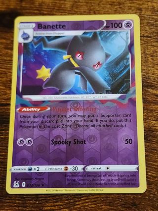 Pokemon Banette reverse holo rare card 73/196