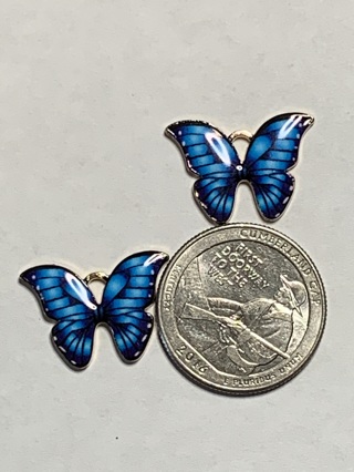 ♥♥BUTTERFLY CHARMS~#5~FRONT VIEW~SET OF 2~FREE SHIPPING♥♥