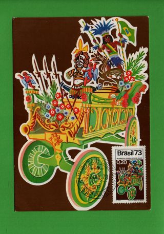 Brasil - Maxicard - 2nd of July 1973 - colorful Waggon