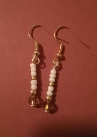 Brown crystal seed bead hook Earring