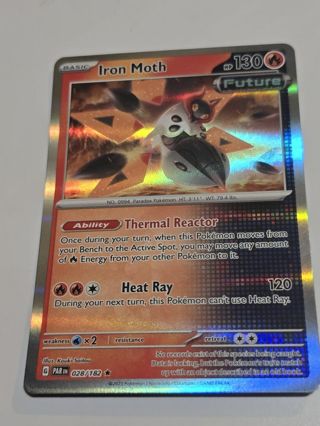 Pokemon Iron Moth holo rare card 028/182