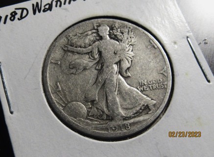 ★★1918-D WALKING LIBERTY HALF DOLLAR VG★★ **90% SILVER**