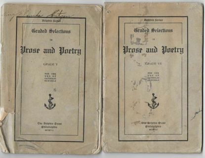 2 Softcover Antique 1907 POETRY BOOKS ~ Graded Selections PROSE and POETRY