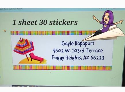 1 sheet address stickers