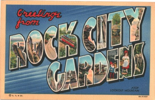 1930's Unused Large Letter ROCK CITY GARDENS Post Card