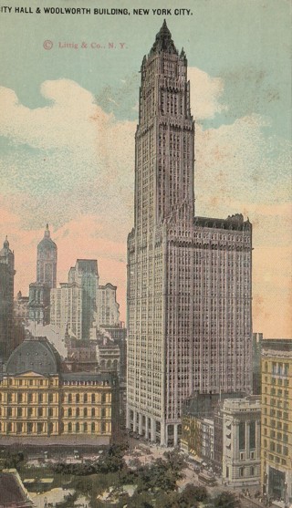 Vintage Used Postcard: a: 1913 City Hall & Woolworth Building, NYC, NY