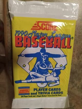 SEALED PACK 1990 YELLOW SCORE BASEBALL CARDS