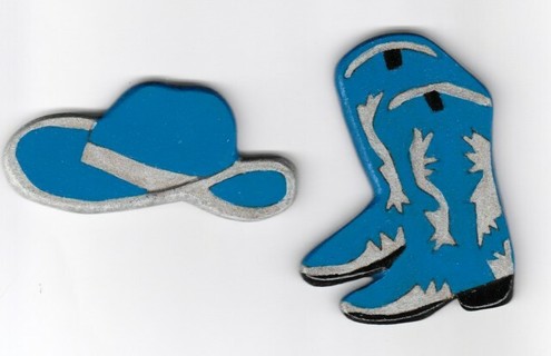 BLUE WESTERN HAT AND BOOTS MAGNETS (PLEASE READ DESCRIPTION) 