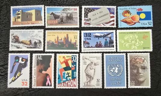 One Lot of 14 Mint .32 US Postage Stamps