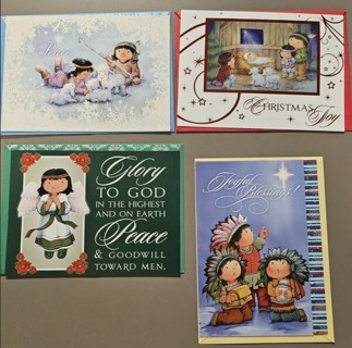 Lot of 4 Native American Christmas cards