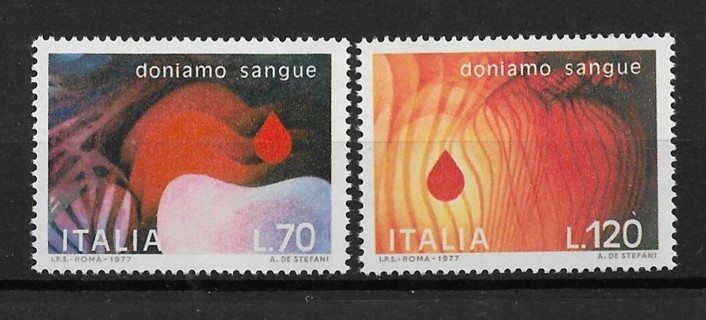 1977 Italy Sc1283-4 complete Donate Blood set of 2 MNH