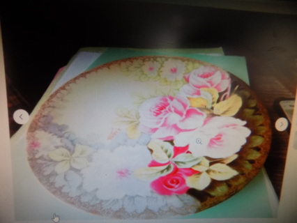 8 1/4 inch round vintage France LImoge?  Handpainted plate Signed