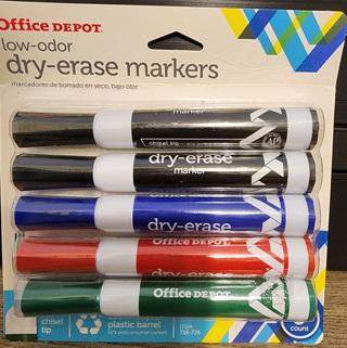NEW - Office Depot - Dry Erase Markers - set of 5