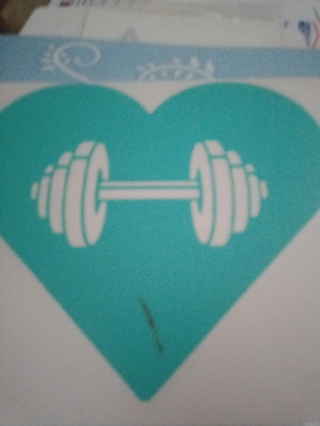 Vinyl decal Green Heart Barbell Weights (GIN gets Bonus)