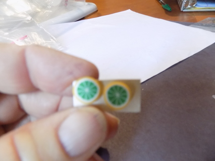 Lime Slice post earrings with yellow rind