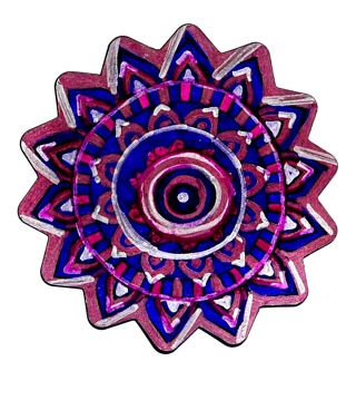 Hand painted Multi-color Mandala Magnet 4 inches