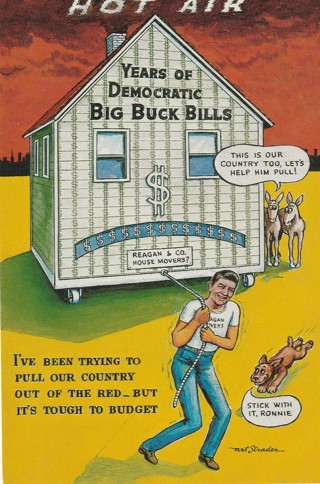 Vintage Unused Postcard: Comic: (g1): Years of Democratic Big Buck Bills, Hot Air