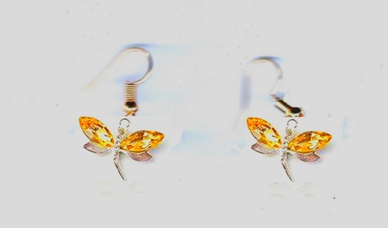 SP AMBER CRYSTAL DRAGONFLY EARRINGS LOT 5 (PLEASE READ DESCRIPTION) 