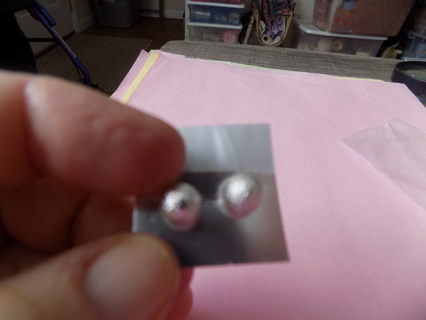 Pair silvertone textured ball post earrings