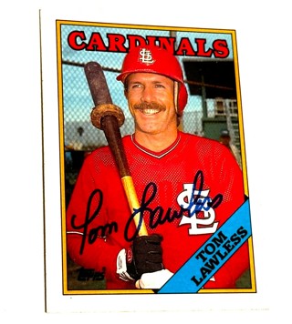 Autographed Tom Lawless Signed 1988 Topps #183 Card St. Louis Cardinals