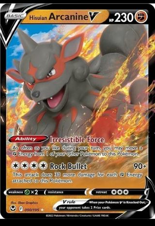 NM Ultra Rare Hisuian Arcanine V Pokemon card TCG SWSH