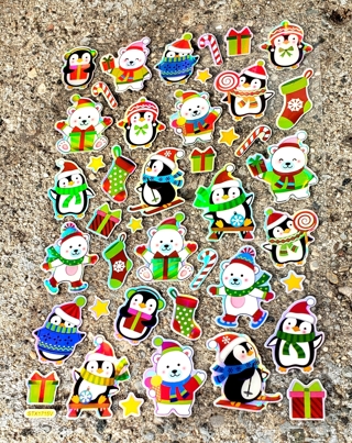 CHRISTMAS PENGUIN AND WHITE BEAR STICKERS