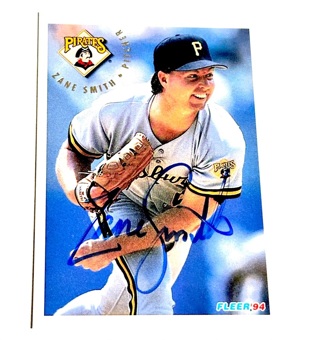 Autographed 1994 Fleer Pittsburgh Pirates Baseball Card #620 Zane Smith