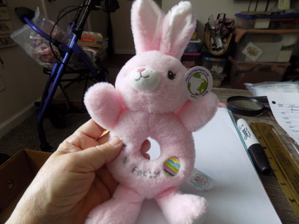 NWT Spark the Imagination pink bunny plush rattle baby toy Baby's first Easter