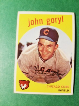 1959 - TOPPS EXMT - NRMT BASEBALL - CARD NO. 77 - JOHN GORYL - CUBS